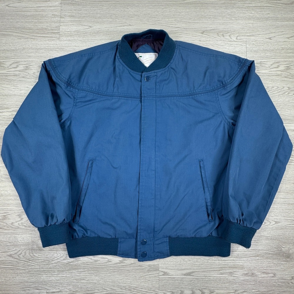 Arnold Palmer Men's Jacket Bomber Windbreaker Blue Medium Vintage Western Yoke